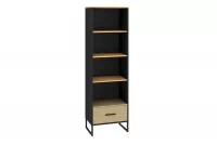 Regál Kawana se zásuvkou na kovové podstavě 60 cm - černá / dub craft / ocel premium Regál z szuflada Colt 03 na kovové podstavě 60 cm - Černý / craft Podstavec / ocel premium