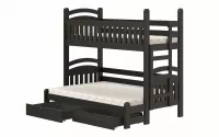 Poschodová posteľ Amely Maxi pravá - 80x200/120x200 cm - čierna čierny posteľ poschodová z drabinka 