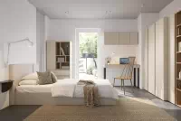 Študentský regál Luca 80 cm so zásuvkami - piesková béžová / olejovaný dub Regál Pre mladých Luca 80 cm so zásuvkami - Béžová Pieskový / Dub olejowany