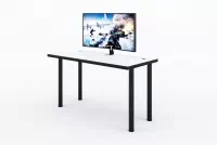 Výškově nastavitelný herní stůl Lamit 135 cm LED páska - bílá / černá psací stůl gamingowe Lamit 135 cm z regulacja wysokosci oraz tasma LED - bílý / černý 