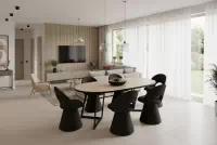 Kulatý rozkládací stůl Cedrus Linear 105/160 cm loftový - dub hickory / černá Stůl okragly Cedrus Linear 105/160 cm loftový rozkladany - dub hikora / černá