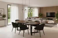 Kulatý rozkládací stůl Cedrus Rozeta 105/160 cm loftový - dub belmont / černá Stůl okragly Cedrus Rozeta 105/160 cm loftový rozkladany - dub belmont / černá