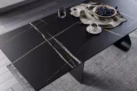 Rozkladací stôl Aleniro 160-240x90 cm - čierny mramor / čierny Stôl rozkladany Aleniro 160-240x90 cm - Čierny mramor / Čierny
