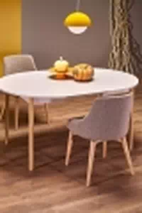 Rozkládací jídelní stůl Elaris - 102-142x102 cm - kašmír / dub natural Stůl rozkladany Elaris 102-142x102 cm kašmír / přírodní 