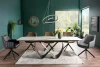 Rozkladací stôl Elunari 160-240x90 cm - mramor amber bianco / matná meď Stôl rozkladany Elunari 160-240x90 cm - mramor amber bianco / miedz mat