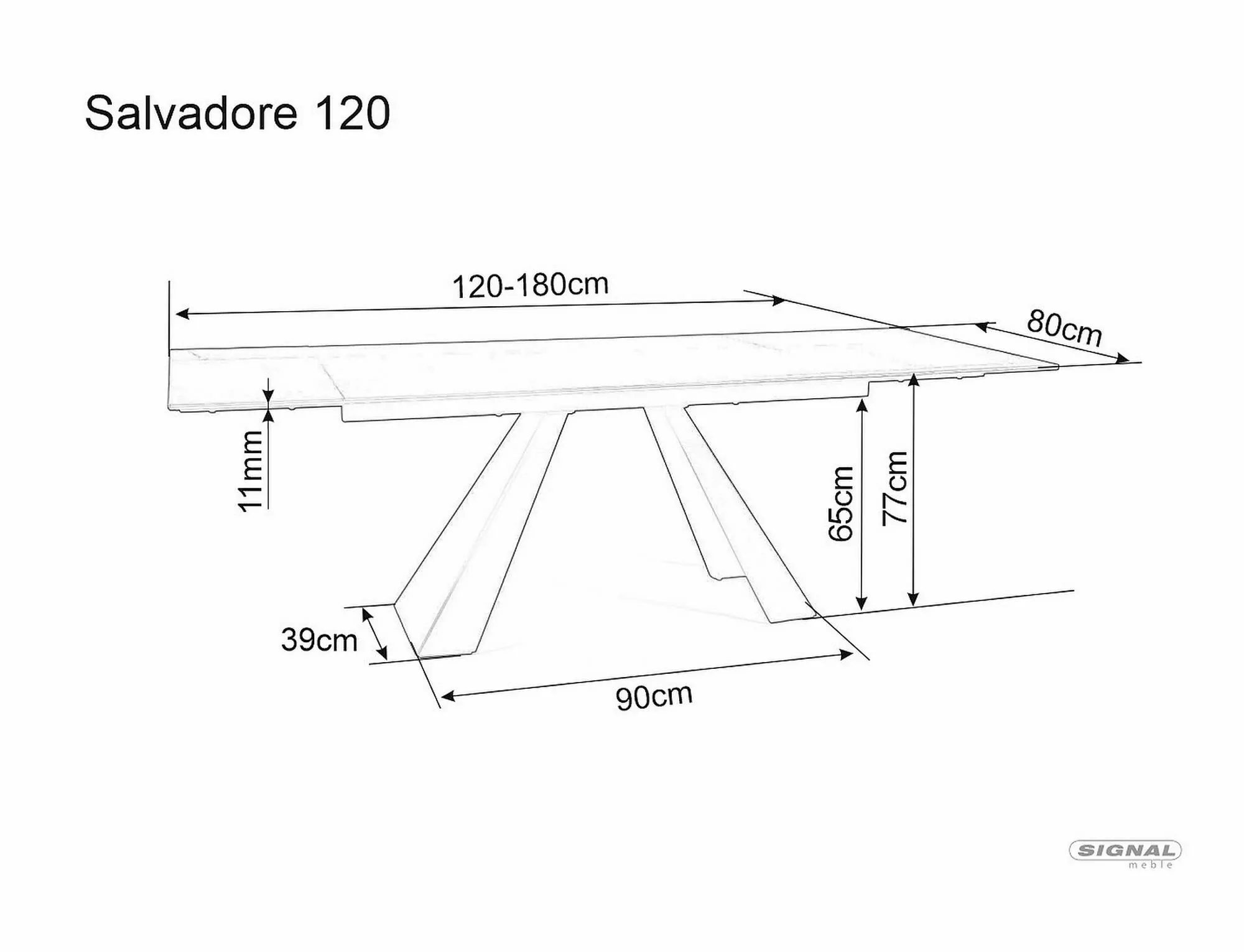 Stôl SALVADORE Čierny MAT 120(180)X80 stOL salvadore Čierny mat 120(180)x80