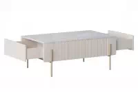 Kávový stolík Malmi 100 cm so zásuvkami - kasmír / krémová biela / zlaté nohy Konferenčný stolík Malmi 100 cm so zásuvkami - kašmír / crema bianca / zlote nozki