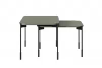 Hnedý konferenčný stolík Sonatia 60 cm s kovovými nohami - olivový Stolík kawowy Sonatia 60 cm prostokatny na kovových nohách - Oliva