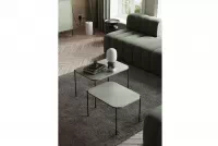 Hnedý konferenčný stolík Sonatia 60 cm s kovovými nohami - olivový Stolík kawowy Sonatia 60 cm prostokatny na kovových nohách - Oliva