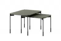 Obdĺžnikový konferenčný stolík Sonatia 70 cm na kovových nohách - olivový Stolík kawowy Sonatia 70 cm prostokatny na kovových nohách - Oliva