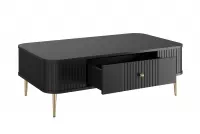Čierny konferenčný stolík Vesper 103x60 cm so zásuvkou - zlaté nohy Stolík kawowy Vesper 103x60 cm z szuflada - Čierny / zlote nožičky