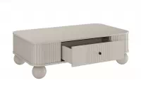 Kávový stolík Vesper 103x60 cm so zásuvkou - kašmír / čierne úchyty / guľové nohy Stolík kawowy Vesper 103x60 cm z szuflada - kašmír / čierny úchyty / nožičky kule