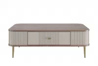 Kávový stolík Vesper 103x60 cm so zásuvkou - kašmír / orech / zlaté nohy Stolík kawowy Vesper 103x60 cm z szuflada - kašmír / Orech / zlote nožičky