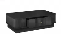 Čierny konferenčný stolík Vesper 103x60 cm so zásuvkou na sokli - zlatá úchytka Stolík kawowy Vesper 103x60 cm z szuflada na sokelu - Čierny / zlaté Úchytka