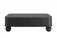 Čierny konferenčný stolík Vesper 103x60 cm so zásuvkou - čierne úchyty / guľové nohy Stolík kawowy z szuflada Vesper 103x60 cm - Čierny / čierny úchyty / nožičky kule