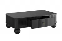 Čierny konferenčný stolík Vesper 103x60 cm so zásuvkou - zlaté úchyty / guľové nohy Stolík kawowy z szuflada Vesper 103x60 cm - Čierny / zlote úchyty / nožičky kule