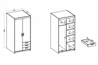 Skriňa Lena 2D3S so zásuvkami 90 cm - biely Skriňa Lena 2D3S so zásuvkami 90 cm - Biely