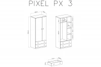 Skriňa Pixel 3 so zásuvkami 80 cm - Dub piškótový / Biely lux / šedý Skriňa mlodziezowa Pixel 3 - dub piškótový/Biely lux/šedý - schemat