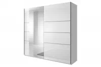 Skříň s posuvnými dveřmi Beta 58 se zrcadlem 220 cm - bílý lesk Bílá Skříň do obývacího pokoje