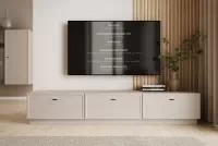 TV stolík Lorini 200 cm so zásuvkami – kašmírová / čierne úchytky T-bar TV skrinka Lorini 200 cm so zásuvkami - kašmír / čierny úchyty T-bar