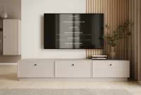TV stolík Lorini 200 cm na sokli - kašmírová / čierne úchytky G TV skrinka Lorini 200 cm so zásuvkami - kašmír / čierny úchyty