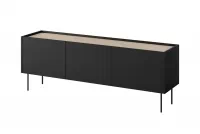 TV stolík Desin 170 cm s ukrytou zásuvkou - čierny mat / dub nagano czarna szafka rtv trzydrzwiowa