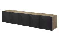 Závesný TV stolík Asha 200 cm - artisan / čierny mat TV skrinka závesná Asha 200 cm - artisan /čierny mat 