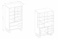 Vitrína Halle 13 se zásuvkami na kovových nohách 120 cm - dub wotan Vitrína se zásuvkami Halle 13 - 120 cm - dub wotan / černé nožičky