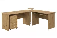 Rohový psací stůl BK53N se zásuvkovým kontejnerem - dub artisan Nábytek do kanceláře