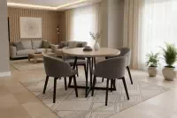 Jedálenský set Cedrus 105/160 cm + 4 stoličky Nerevio - dub vinceza / sivá Komplet Stôl rozkladany Cedrus 105/160 cm + 4 Stoličky Nerevio - Dub vinceza / šedý