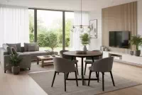 Jedálenský set Cedrus Rozeta 95/150 cm + 4 stoličky Nerevio - dub belmont čierny / sivá Komplet Stôl rozkladany Cedrus Rozeta 95/150 cm + 4 Stoličky Nerevio - Dub belmont Čierny / šedý