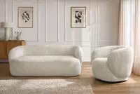 Čalouněný set Finezal - pohovka 2místná + otočné křeslo Komplet čalouněná Pohovka Finezal 2-os + Křeslo obrotowy