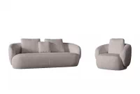 Set mobilier relaxare Finezal canapea 3 locuri + fotoliu rotativ - stofă șenil bej închis Tender Way 04 Complet wypoczynkowy Canapea Finezal 3-os + fotel obrotowy - bej szenil Tender Way 04